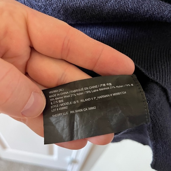 Mens Theory Merino Wool Blend V Neck Sweater XL - Picture 4 of 5